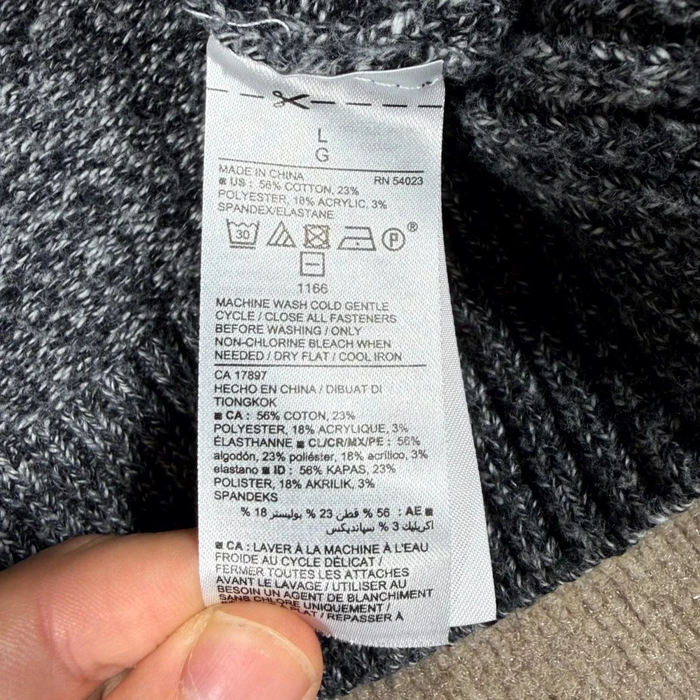 Old Navy Cardigan Sweater Mens Large Gray Fair Isle Shawl Collar Button Front
